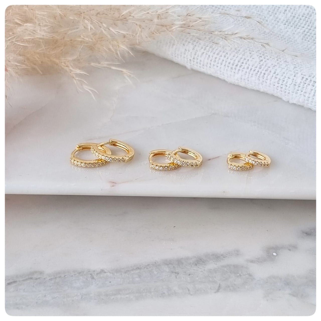 Trio banho dourado cravejado